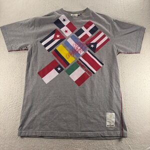 Blanco Label Graphic T Shirt Grey Flags Print Mens Size XL Streetwear Heritage‎